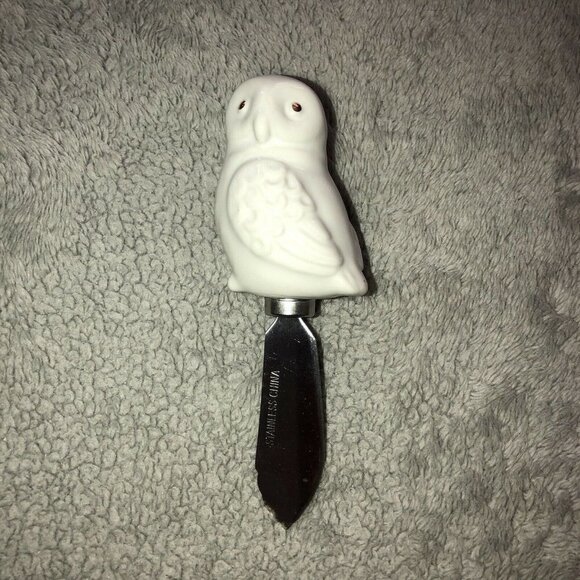 SET OF 2 SPREADERS W Ceramic Fox and Owl Handles Jam Butter Condiments - Picture 7 of 9